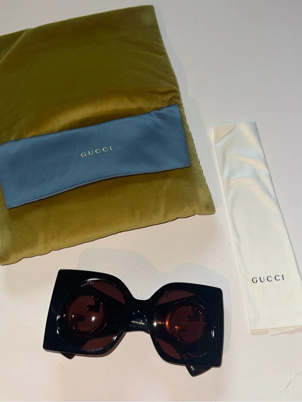 Gucci Blondie Black Tortoise Shell Oversized Square Sunglasses with Brown Lenses